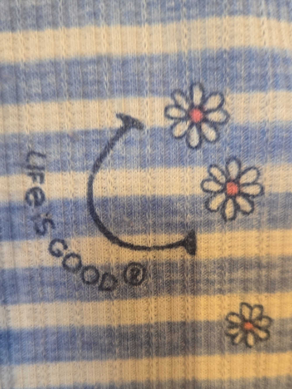 Life Is Good Blue/White Striped "Happy Daisy" Lounge/Sleep Wide Leg Pants - Picture 2 of 6